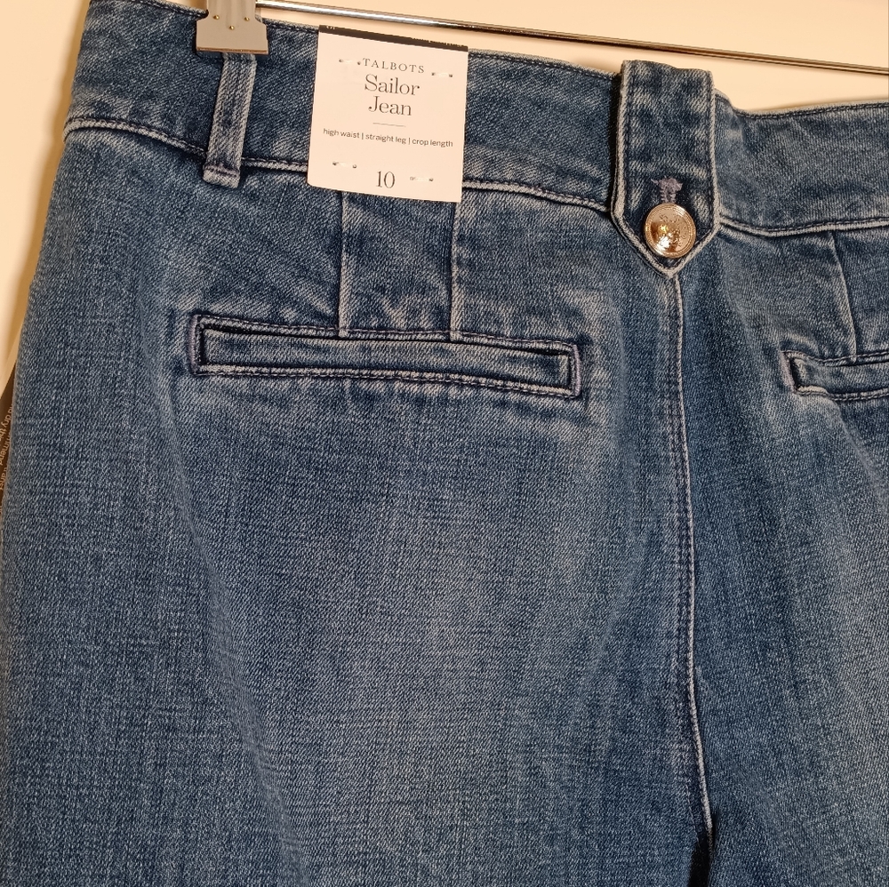 NEW Talbots High Waist Cropped Sailor Jean Blue Denim Size 10 - Picture 9 of 14